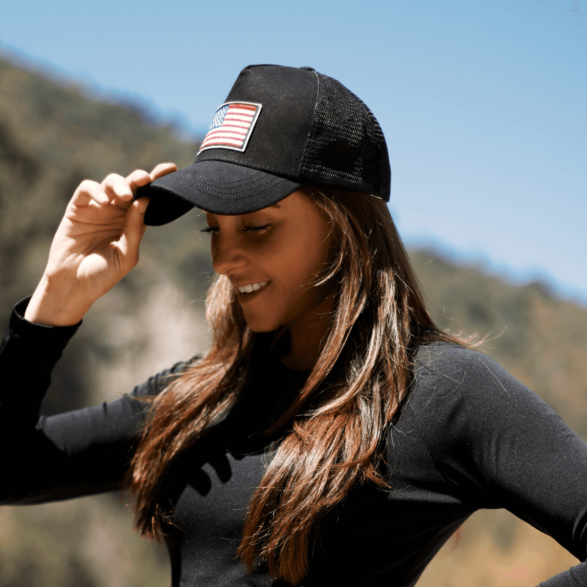 American Flag Trucker Hat With Adjustable Strap