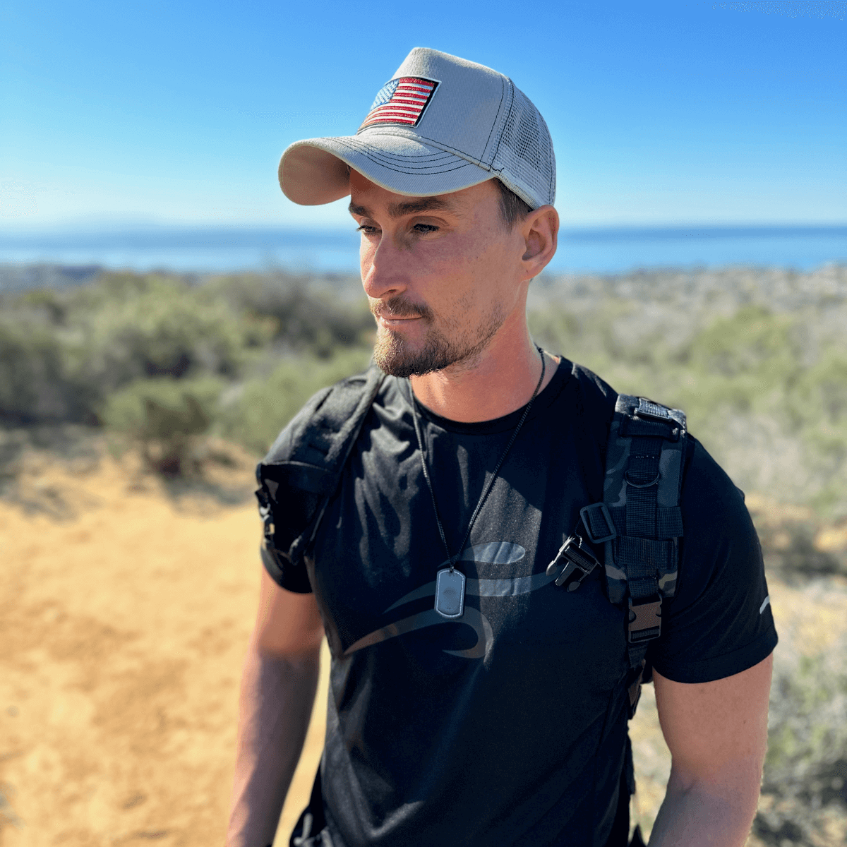 American Flag Trucker Hat With Adjustable Strap