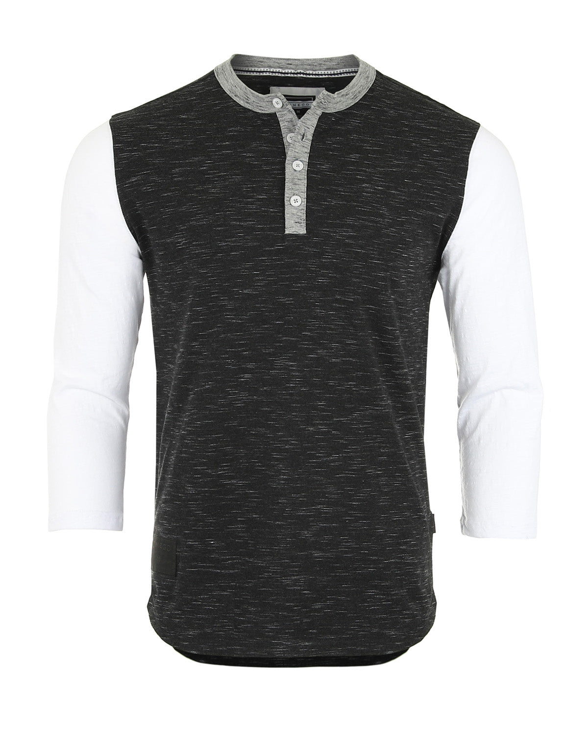 ZIMEGO Men's 3/4 Sleeve Black & White Baseball Henley – Casual Athletic Button Crewneck Shirts