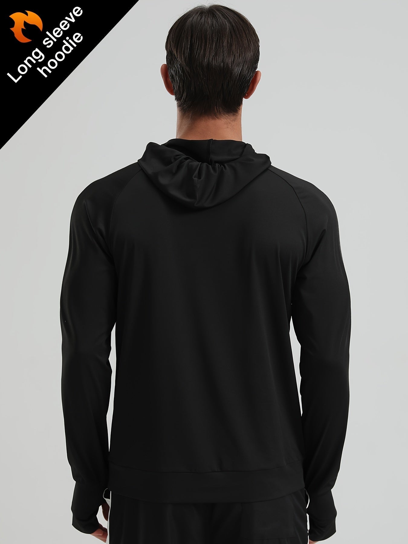 Mens Color Matching Long Sleeve Hooded Tee for Outdoor Fitness